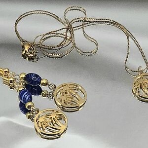 Gold and Blue Pendant Necklace
